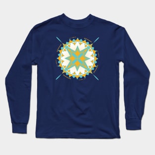 Mandala turquoise and yellow decoration Long Sleeve T-Shirt